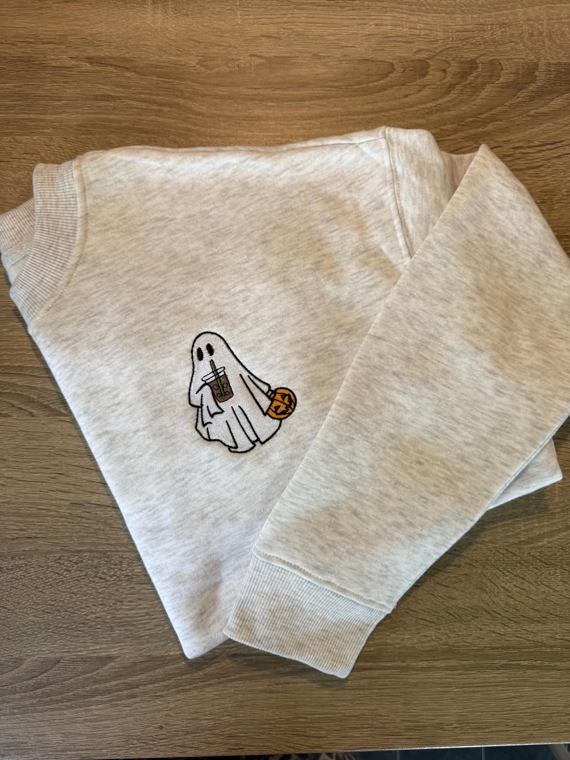 Ice Coffee Ghost Embroidered Sweatshirt