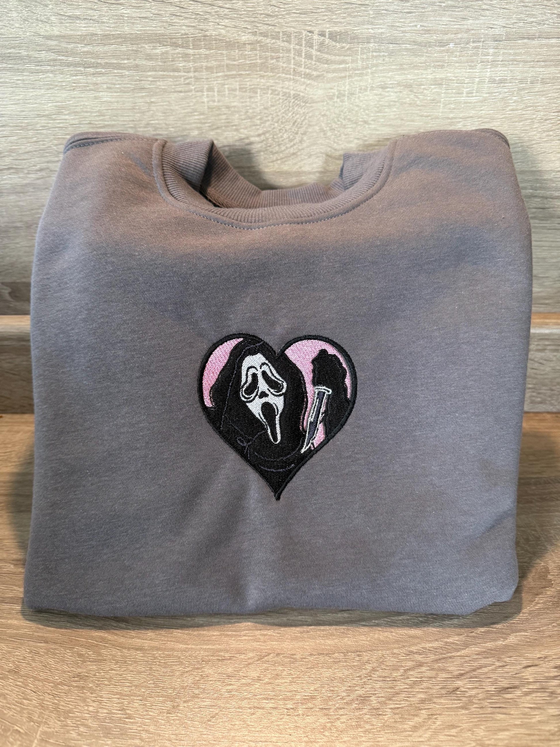 Ghostface Heart Embroidered Sweatshirt