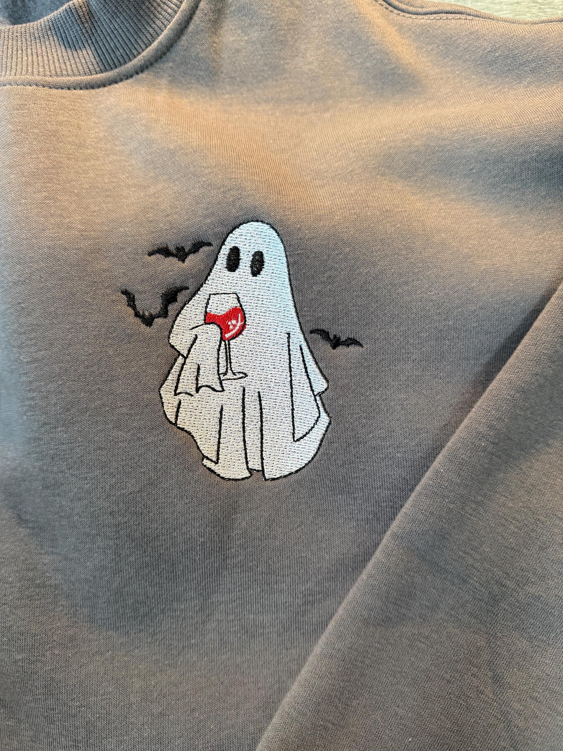 Wine Ghost Embroidered Sweatshirt