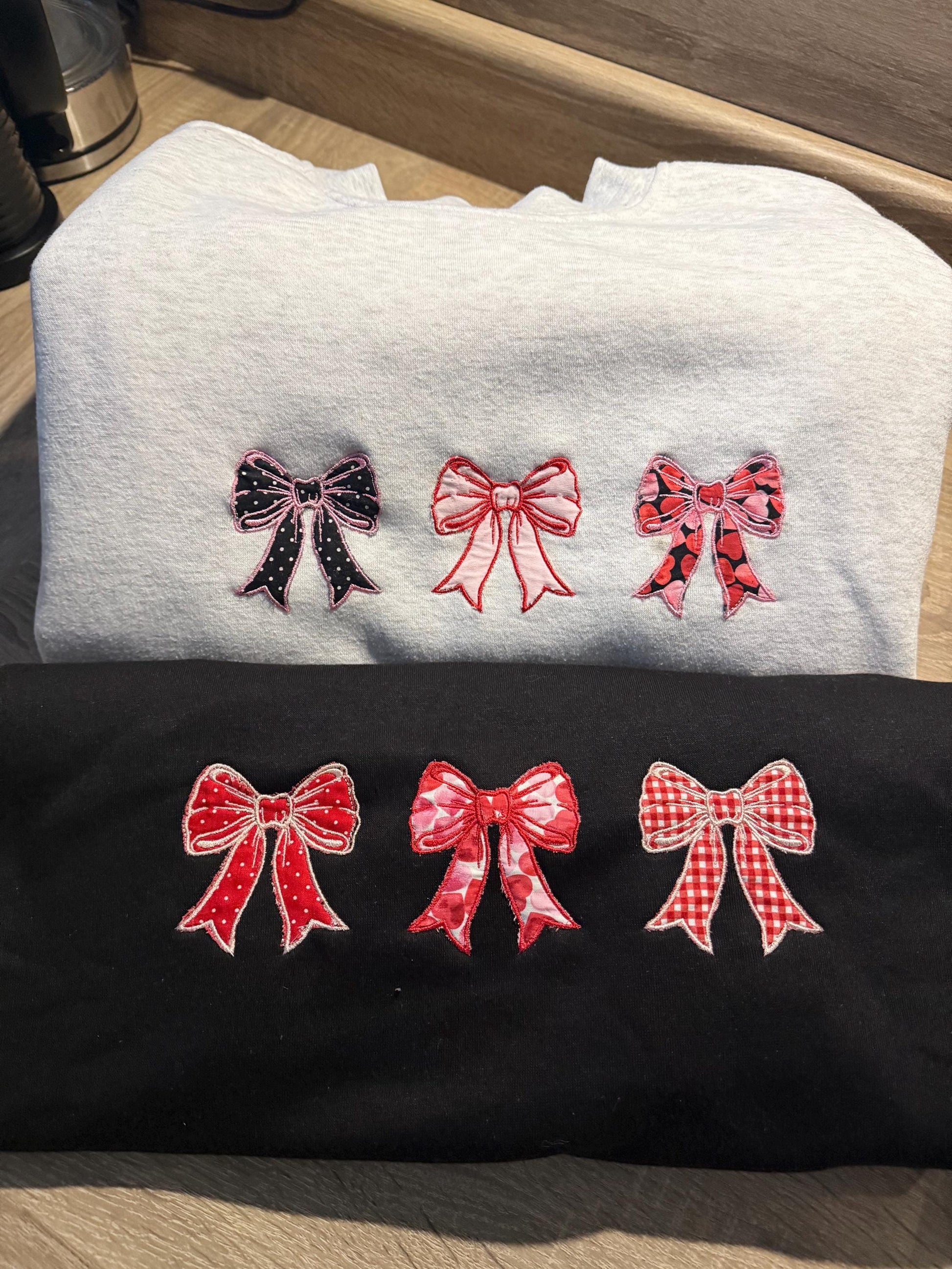 Coquette Embroidered Appliqué Bow Sweatshirt