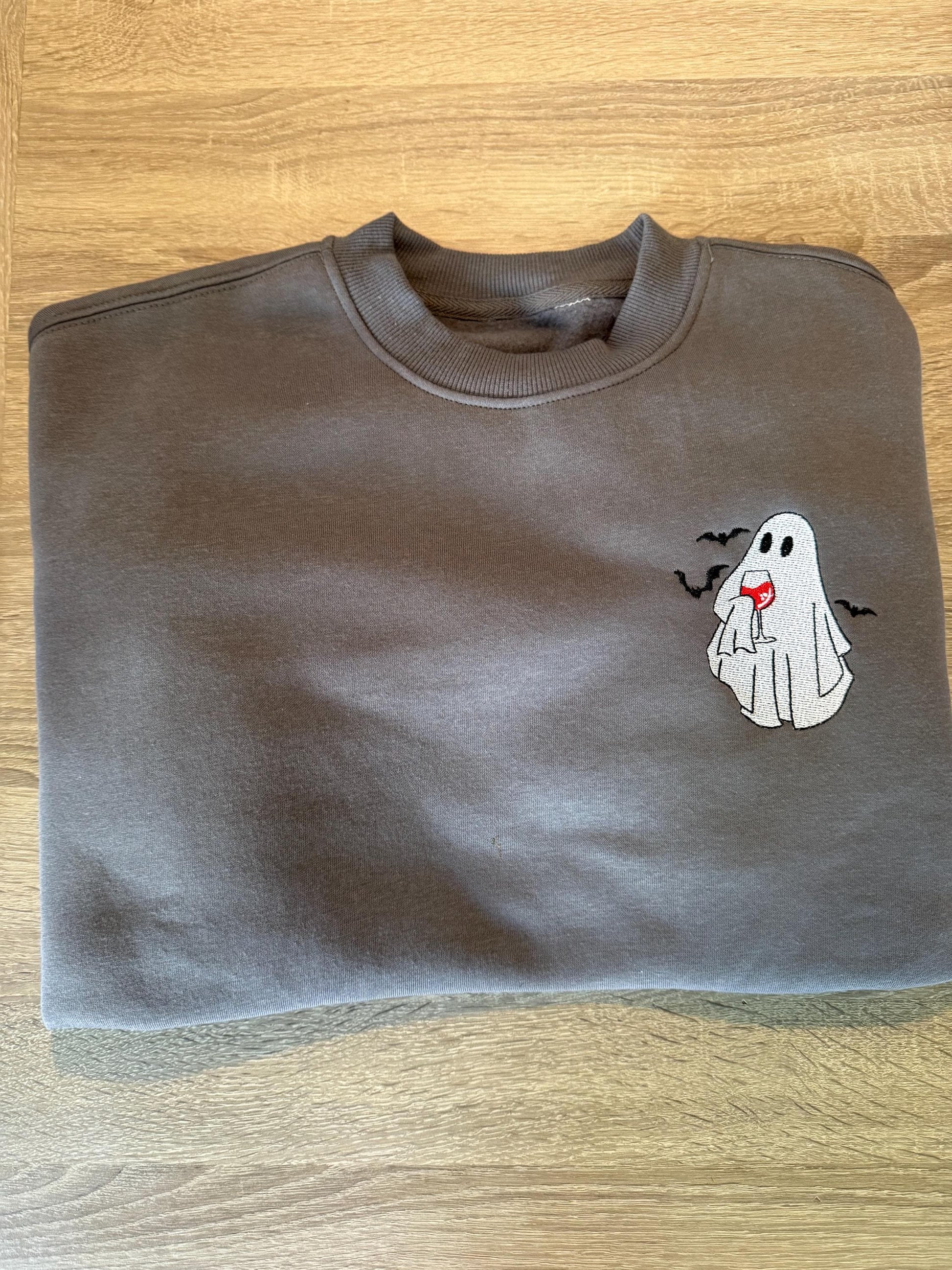 Wine Ghost Embroidered Sweatshirt