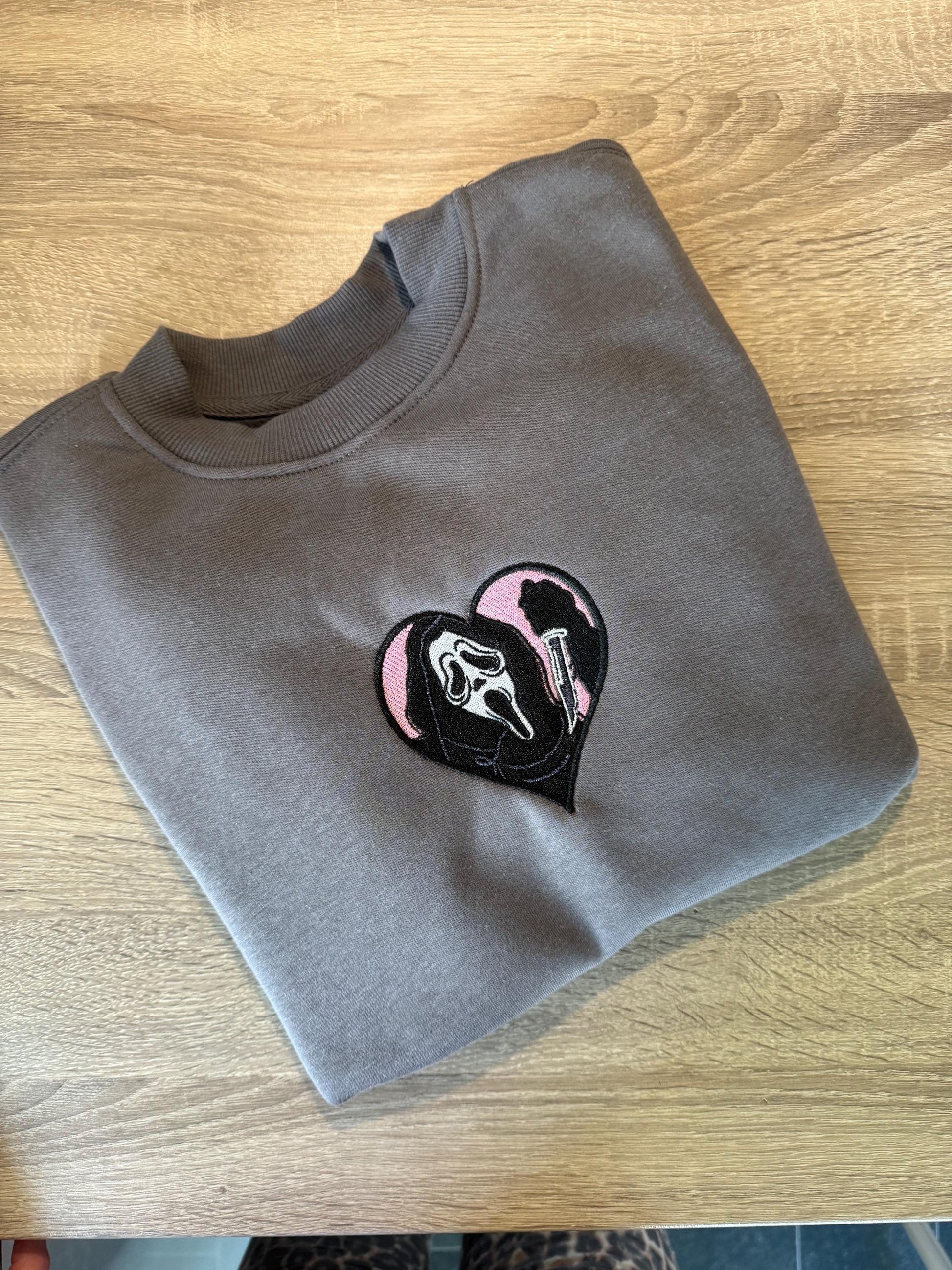 Ghostface Heart Embroidered Sweatshirt