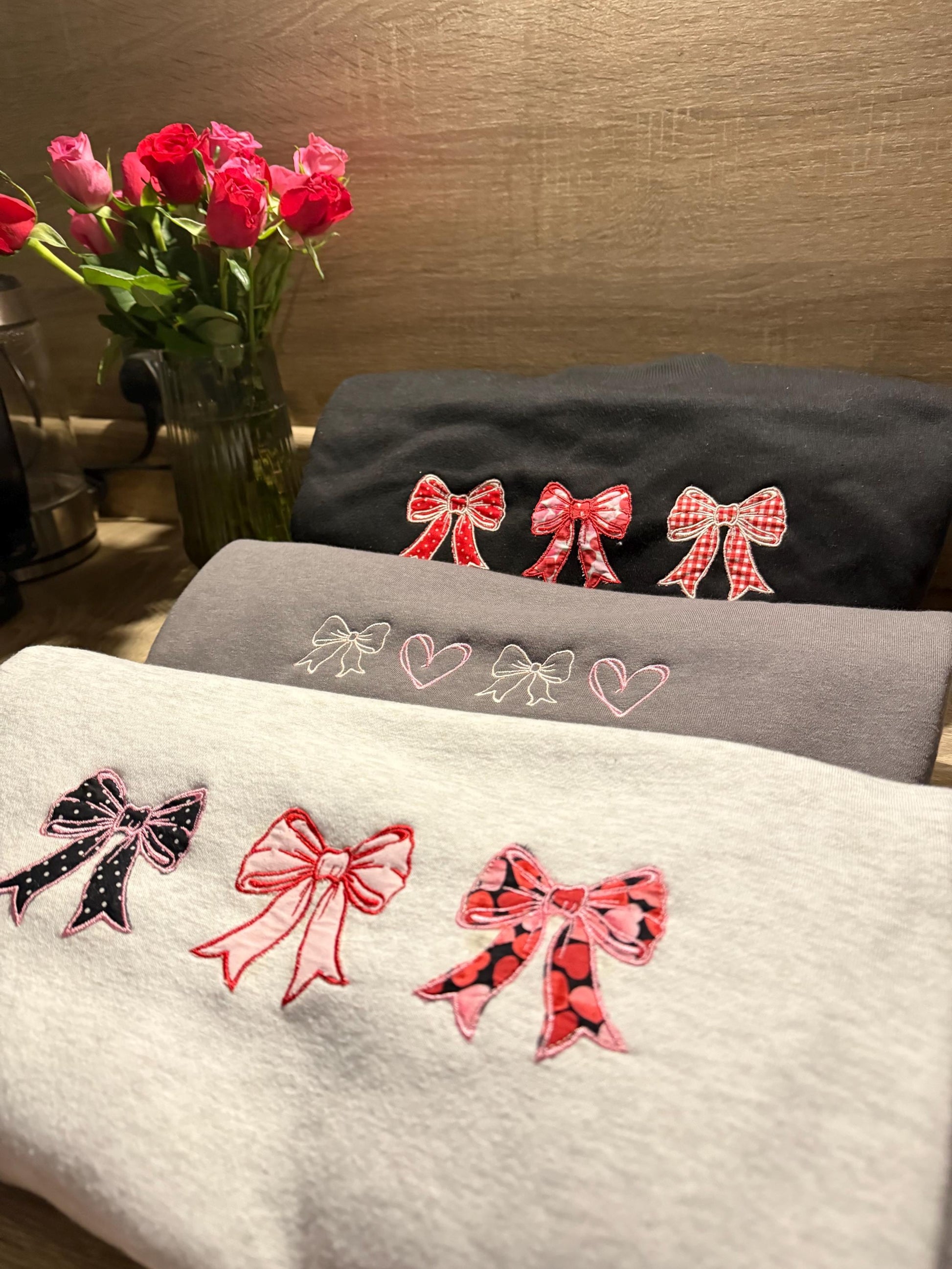 Coquette Embroidered Appliqué Bow Sweatshirt