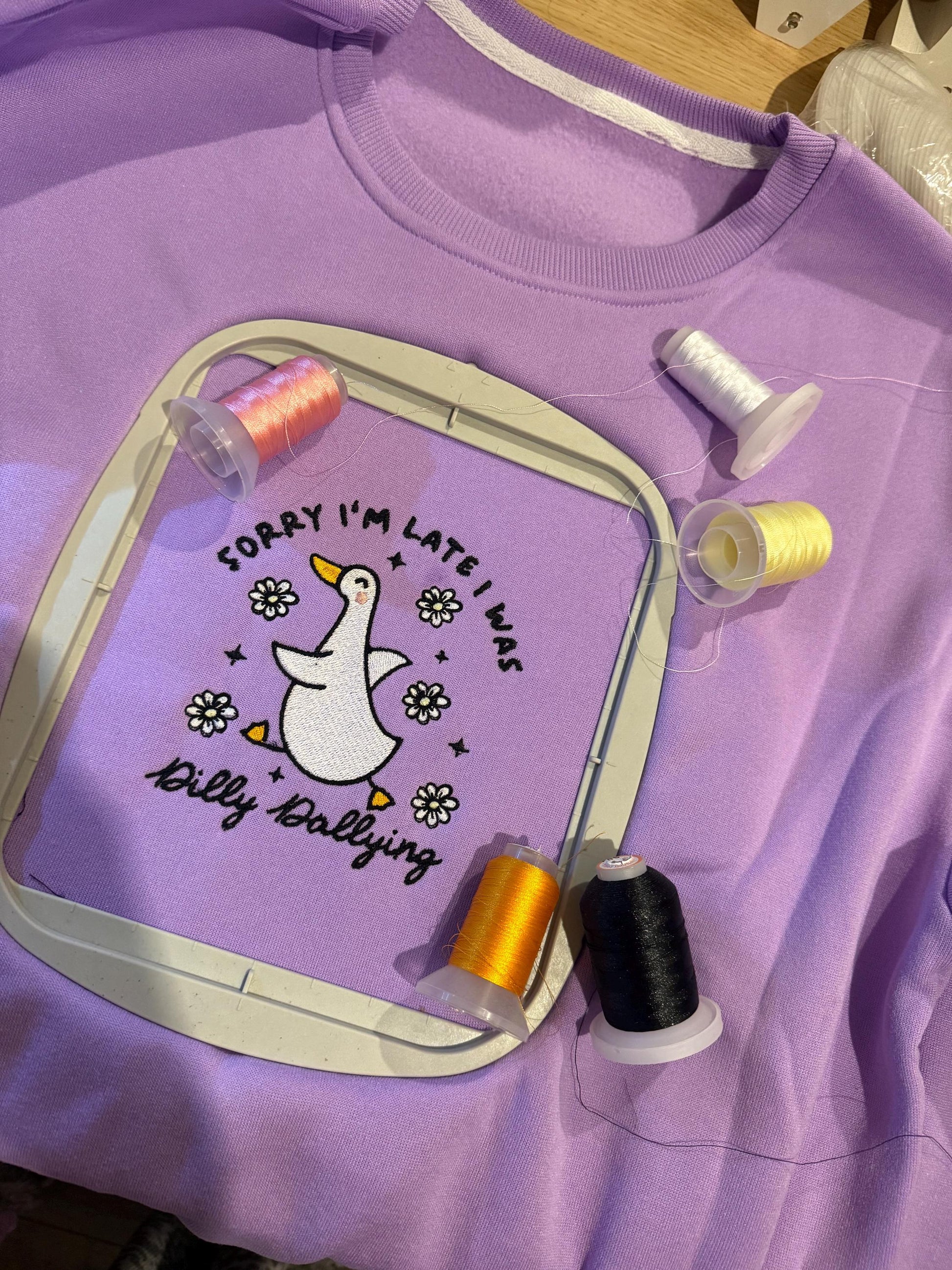 Dilly Dally Embroidered Goose Sweatshirt