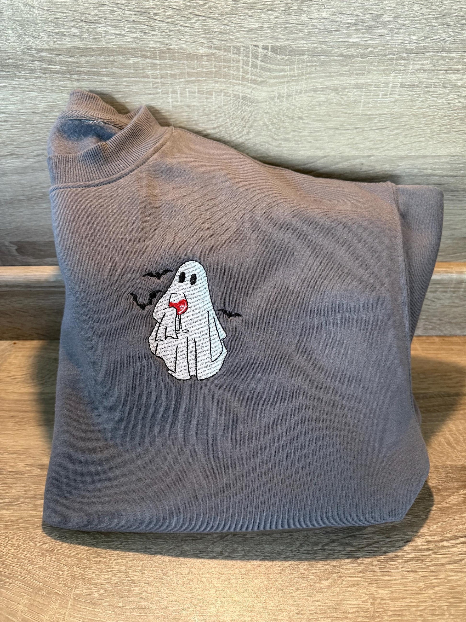Wine Ghost Embroidered Sweatshirt