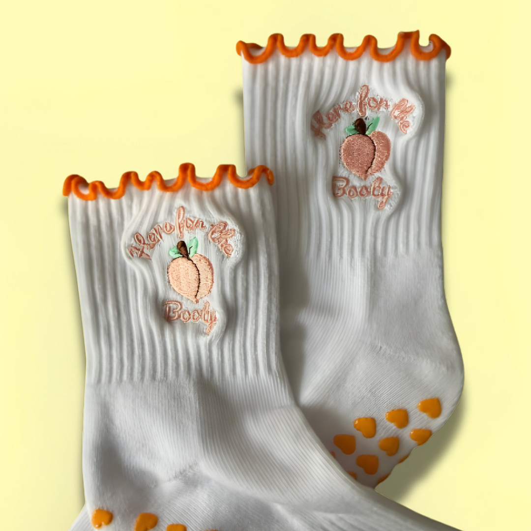 Here For The Booty Embroidered Pilates Socks